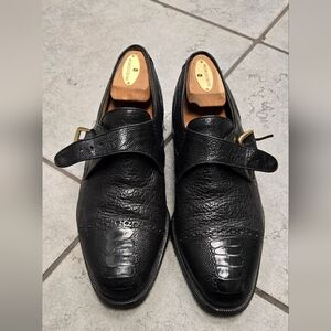Moreschi Black Textured Leather Oxfords (Shoe tree not included)